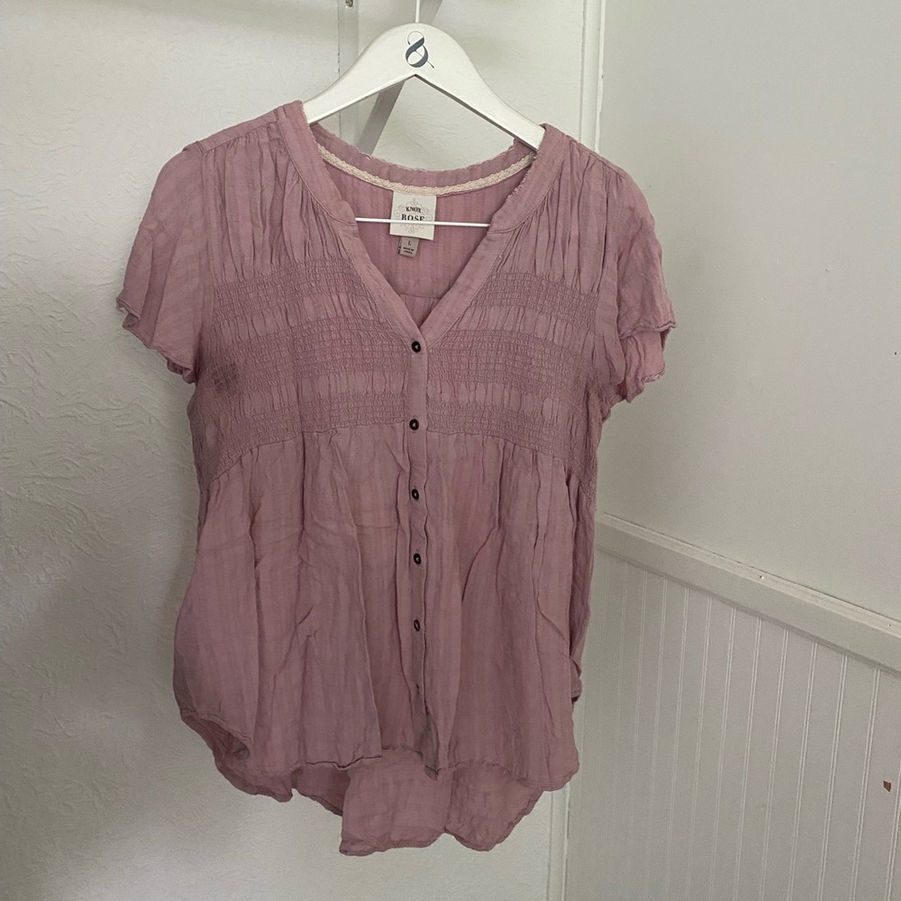 Knox Rose Dusty Pink Button-Up Blouse